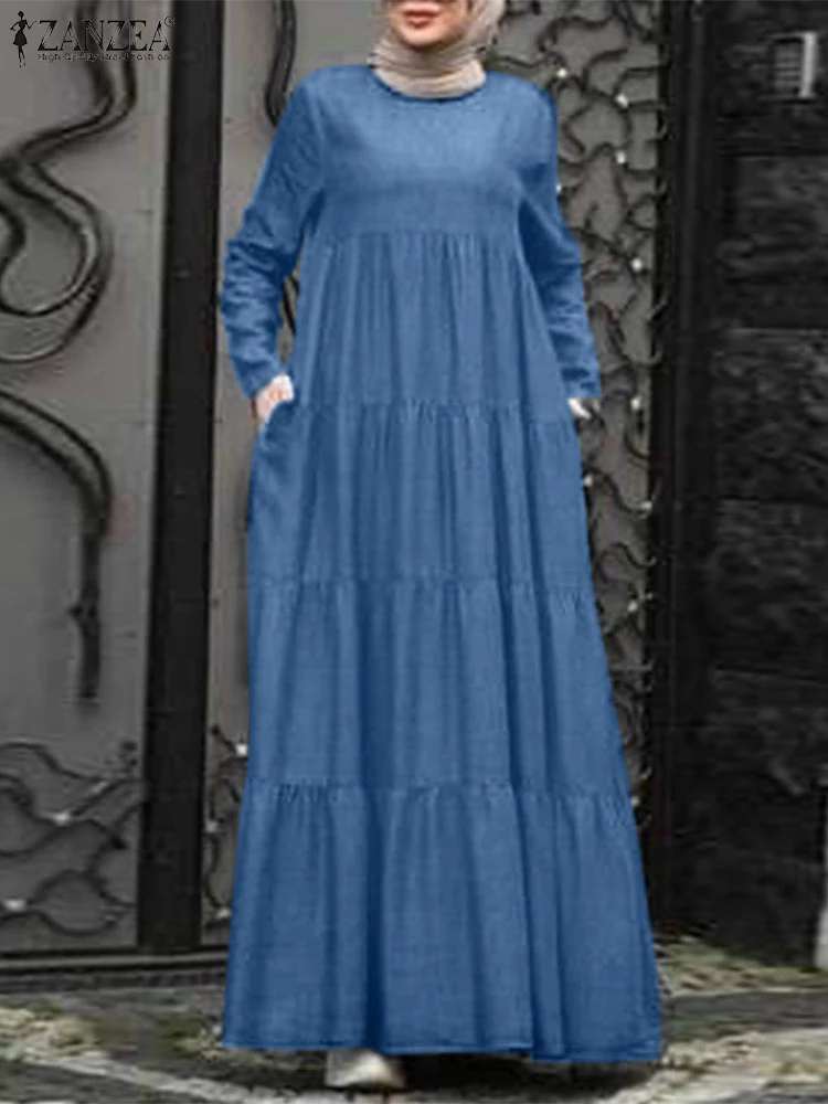 ZANZEA Loose Casual Long Sleeve A-line Vestidos Tiered Denim Blue Islamic Muslim Women Abaya Robes Hijab O Neck Maxi Dresses
ZANZEA Loose Casual Long Sleeve A-line Vestidos Tiered Denim Blue Islamic Muslim Women Abaya Robes Hijab O Neck Maxi Dresses