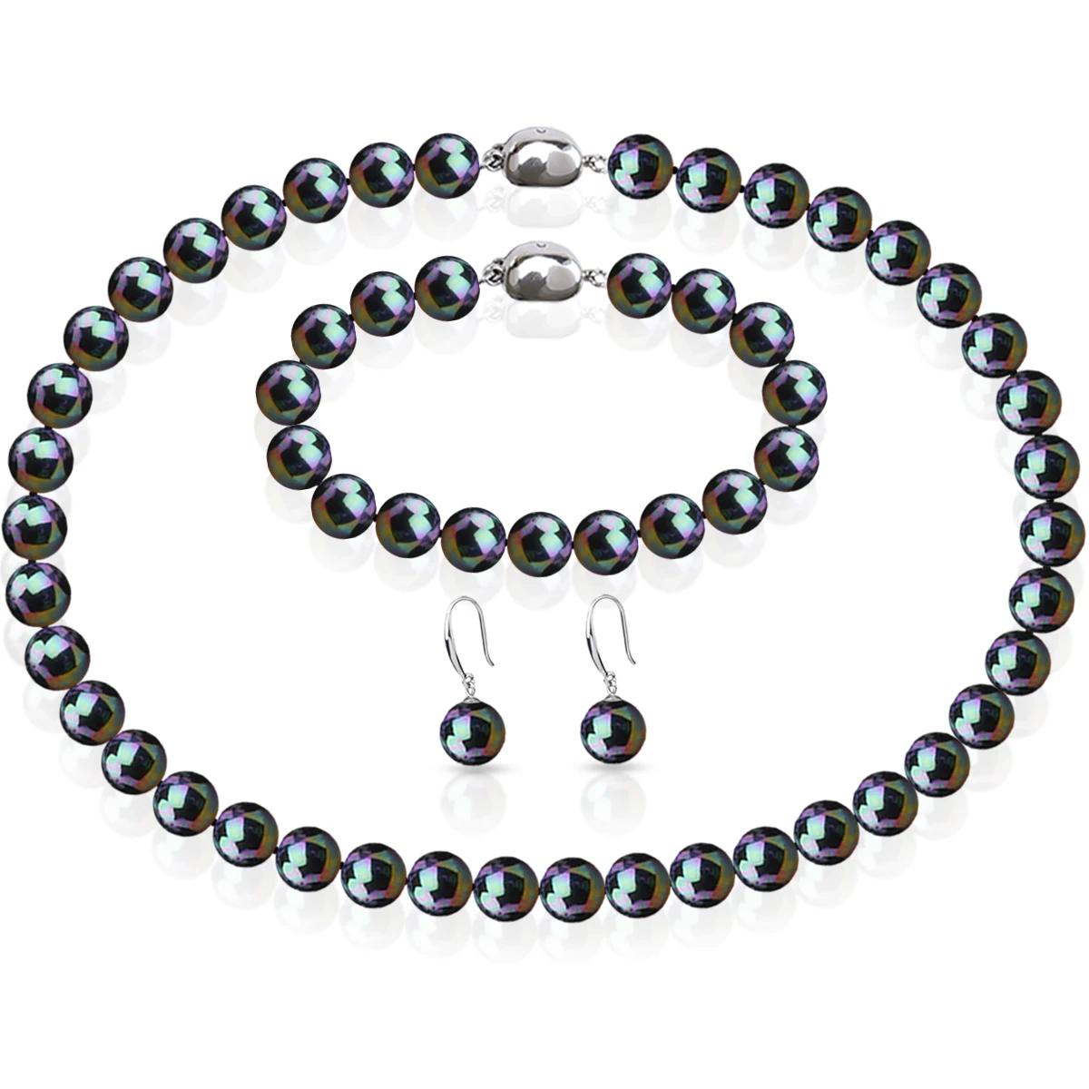 10mm Round Black Natural Shell Pearl Necklace Bracelet Drop Earrings Sets Fashion Jewelry Making Design Gifts for Mother Girls
10mm Round Black Natural Shell Pearl Necklace Bracelet Drop Earrings Sets Fashion Jewelry Making Design Gifts for Mother Girls