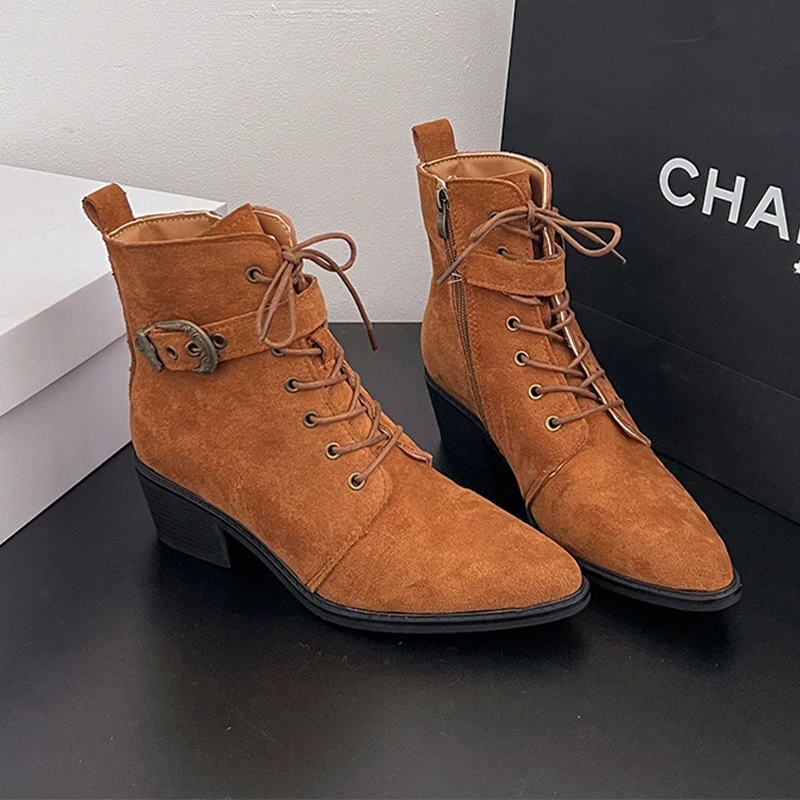 High Heels Women Ankle Boots Fashion Lace Up Shoes Pointed Toe Dress Winter Woman's Boots 2025 Designer Pumps Luxury Mujer Botas
High Heels Women Ankle Boots Fashion Lace Up Shoes Pointed Toe Dress Winter Woman's Boots 2025 Designer Pumps Luxury Mujer Botas