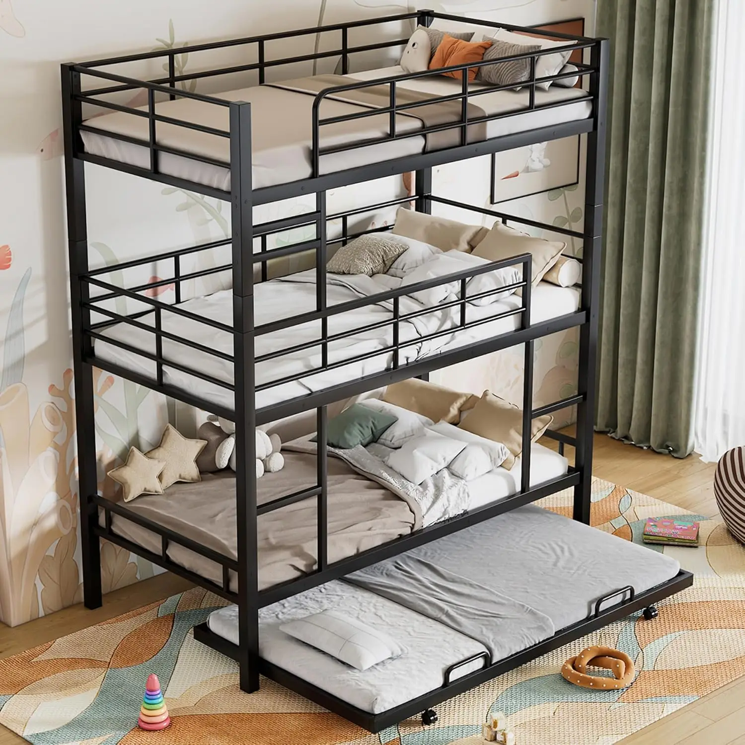 Bunk Beds, Metal Bunk Bed, Triple Bunk Bed For Kids,Teens, Adults, Girls, Boys, Detachable Bunkbed Can Be Divided Into 3 Twin
Bunk Beds, Metal Bunk Bed, Triple Bunk Bed For Kids,Teens, Adults, Girls, Boys, Detachable Bunkbed Can Be Divided Into 3 Twin