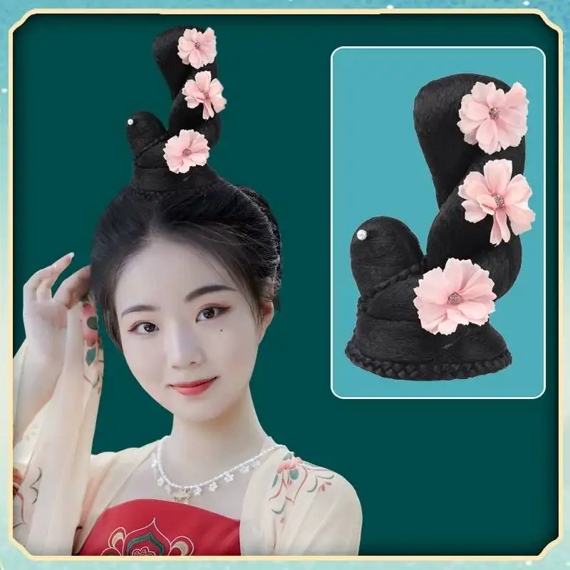 Feitian Dance Hair Tang Dynasty Hanfu Wig Bun With Pink Flower Hair Accessories For Women Traditional Cosplay
Feitian Dance Hair Tang Dynasty Hanfu Wig Bun With Pink Flower Hair Accessories For Women Traditional Cosplay