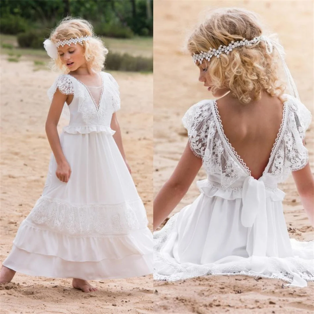 Customized white bohemian flower girl dresses v neck lace kids formal wear girls pageant gowns backless appliqued girl dress
Customized white bohemian flower girl dresses v neck lace kids formal wear girls pageant gowns backless appliqued girl dress