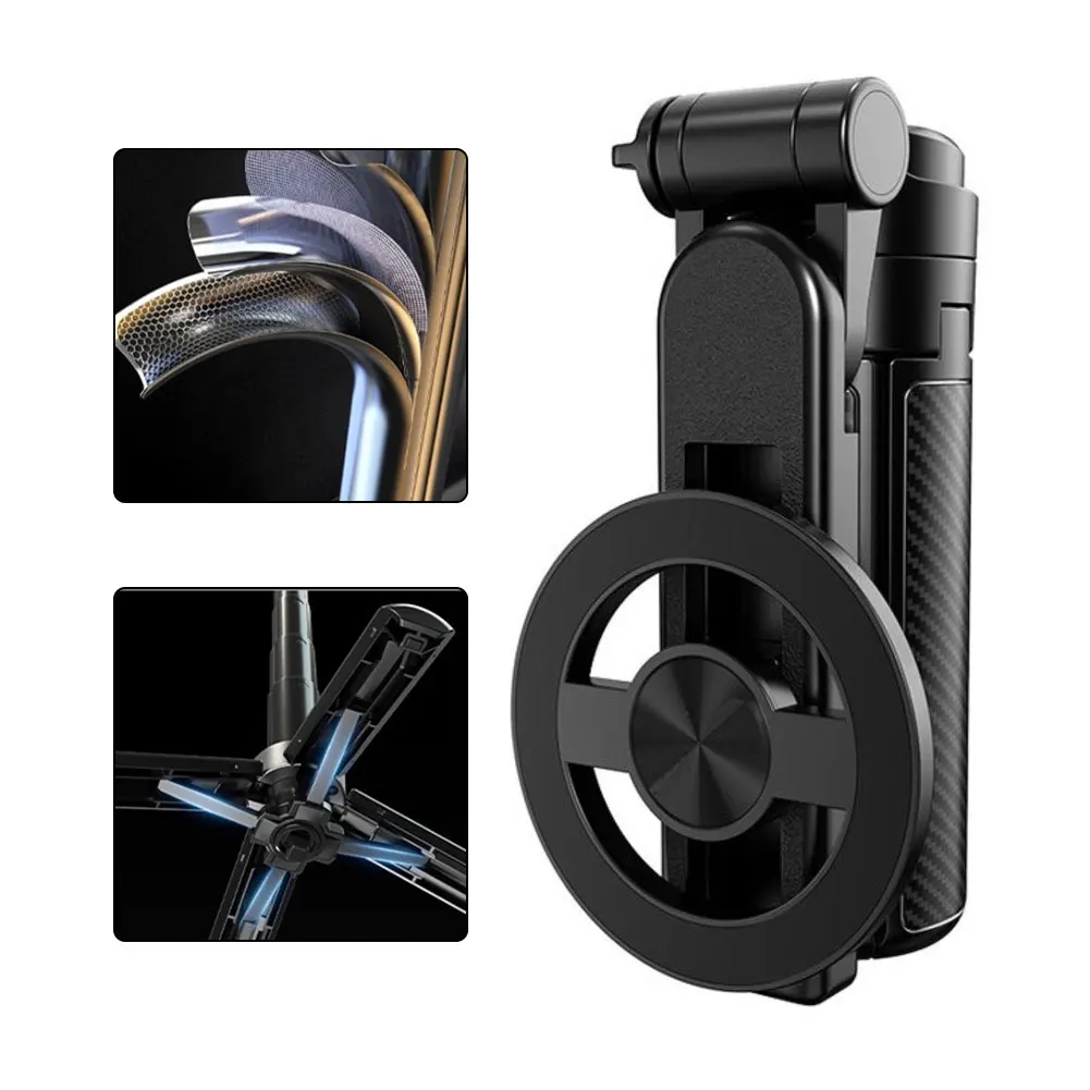 Portable Magnetic Tripod Stand: Compact Selfie Tool With Remote For Phones Designed With A Strong Magnetic Base 
Portable Magnetic Tripod Stand: Compact Selfie Tool With Remote For Phones Designed With A Strong Magnetic Base
