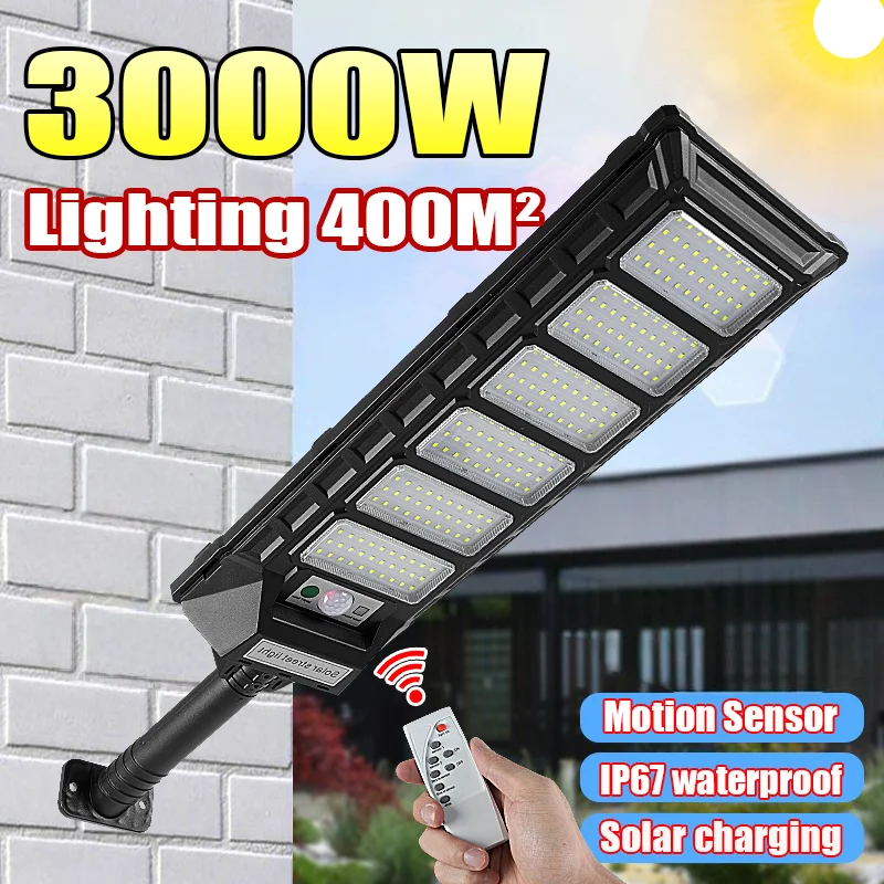 Outdoor 3000W Powerful Solar LED Light 264LED Super Bright Wall Lamp Waterproof Motion Sensor Remote Control Garden Street Light
Outdoor 3000W Powerful Solar LED Light 264LED Super Bright Wall Lamp Waterproof Motion Sensor Remote Control Garden Street Light