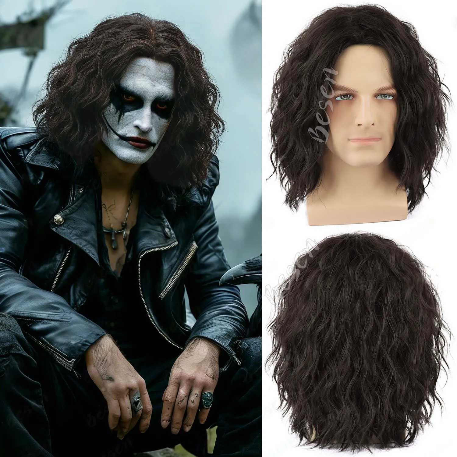 Synthetic Mens Black|Brown Curly Wig Shoulder Length Male Wigs for Party Cosplay Halloween Anime or Fun, Eric Draven|Aragorn Wig
Synthetic Mens Black|Brown Curly Wig Shoulder Length Male Wigs for Party Cosplay Halloween Anime or Fun, Eric Draven|Aragorn Wig