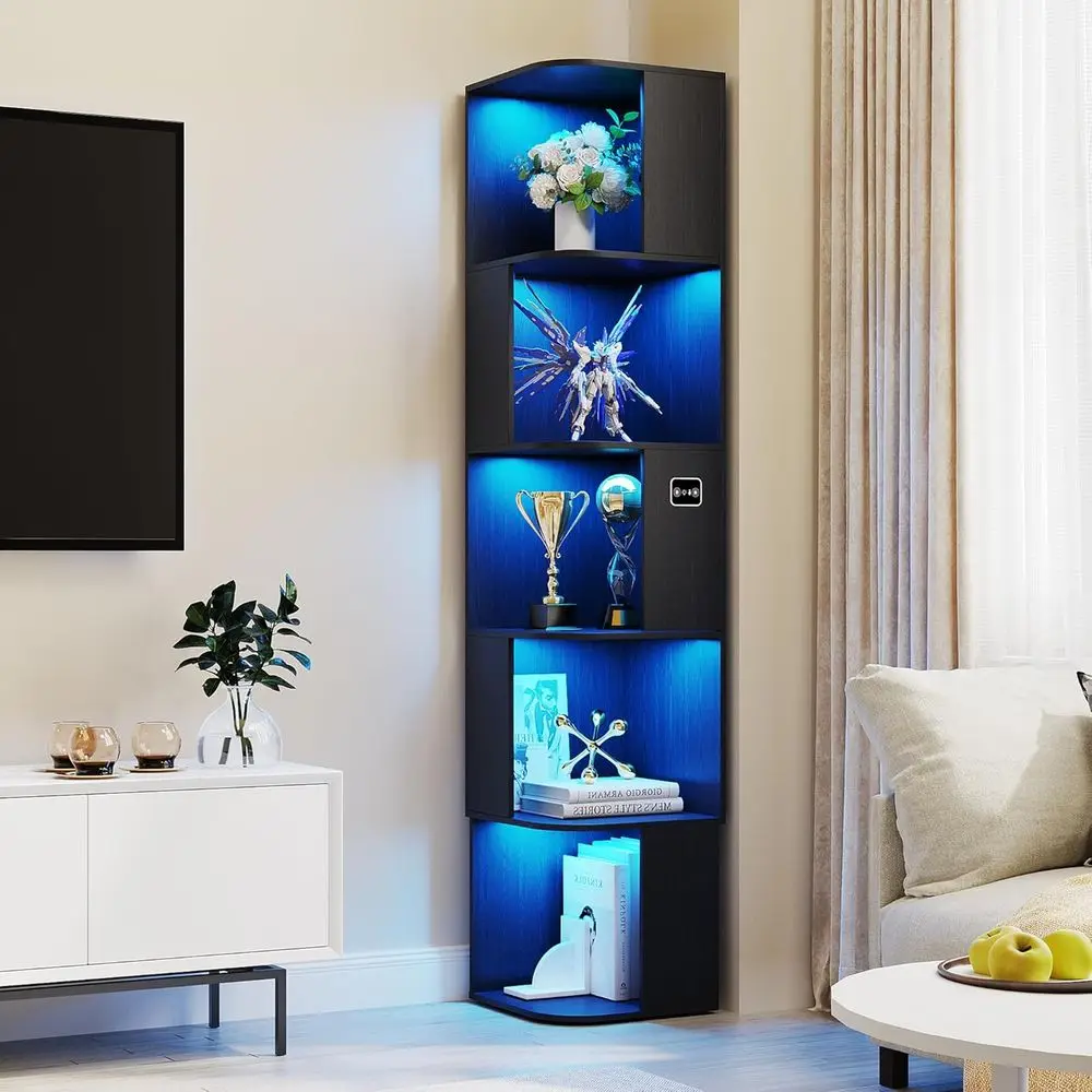 Modern 5-Tier Bookshelf with 3 LED Sensor Lights, Cube Storage Organizer for Books in Living Room, Study, or Bedroom (Black)
Modern 5-Tier Bookshelf with 3 LED Sensor Lights, Cube Storage Organizer for Books in Living Room, Study, or Bedroom (Black)