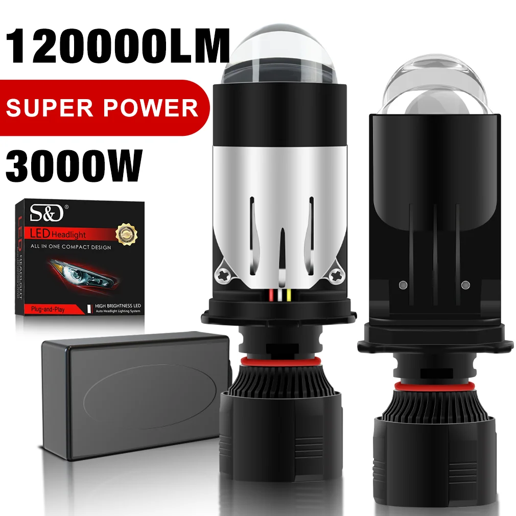 H4 Bi LED Projector Lens LED Car Headlight Bulbs with Fan 120000LM 3000W Turbo Motorcycle Auto Bulb H4 Dual High Low Beam Lights
H4 Bi LED Projector Lens LED Car Headlight Bulbs with Fan 120000LM 3000W Turbo Motorcycle Auto Bulb H4 Dual High Low Beam Lights