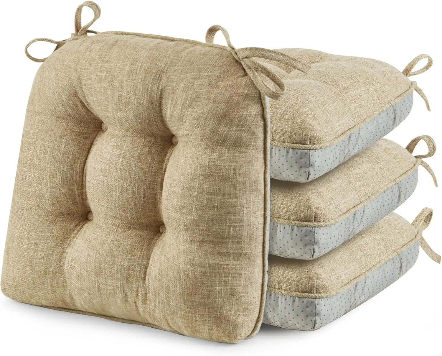 Tufted Memory Foam Chair Cushions with Non Slip Backing and Ties Washable Set of 4 15.5x15.5x4 Khaki
Tufted Memory Foam Chair Cushions with Non Slip Backing and Ties Washable Set of 4 15.5x15.5x4 Khaki
