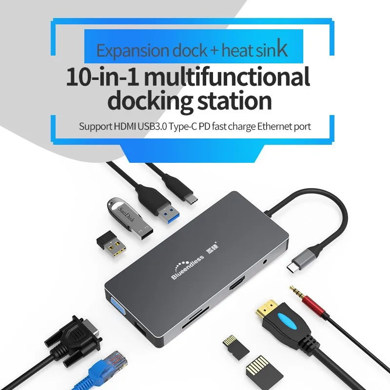 2025 горячая распродажа 10-портовый концентратор USB C типа C HDTV VGA USB Lan SD TF Audio PD Многофункциональная док-станция 10 в 1 Адаптер-концентратор типа C
2025 горячая распродажа 10-портовый концентратор USB C типа C HDTV VGA USB Lan SD TF Audio PD Многофункциональная док-станция 10 в 1 Адаптер-концентратор типа C