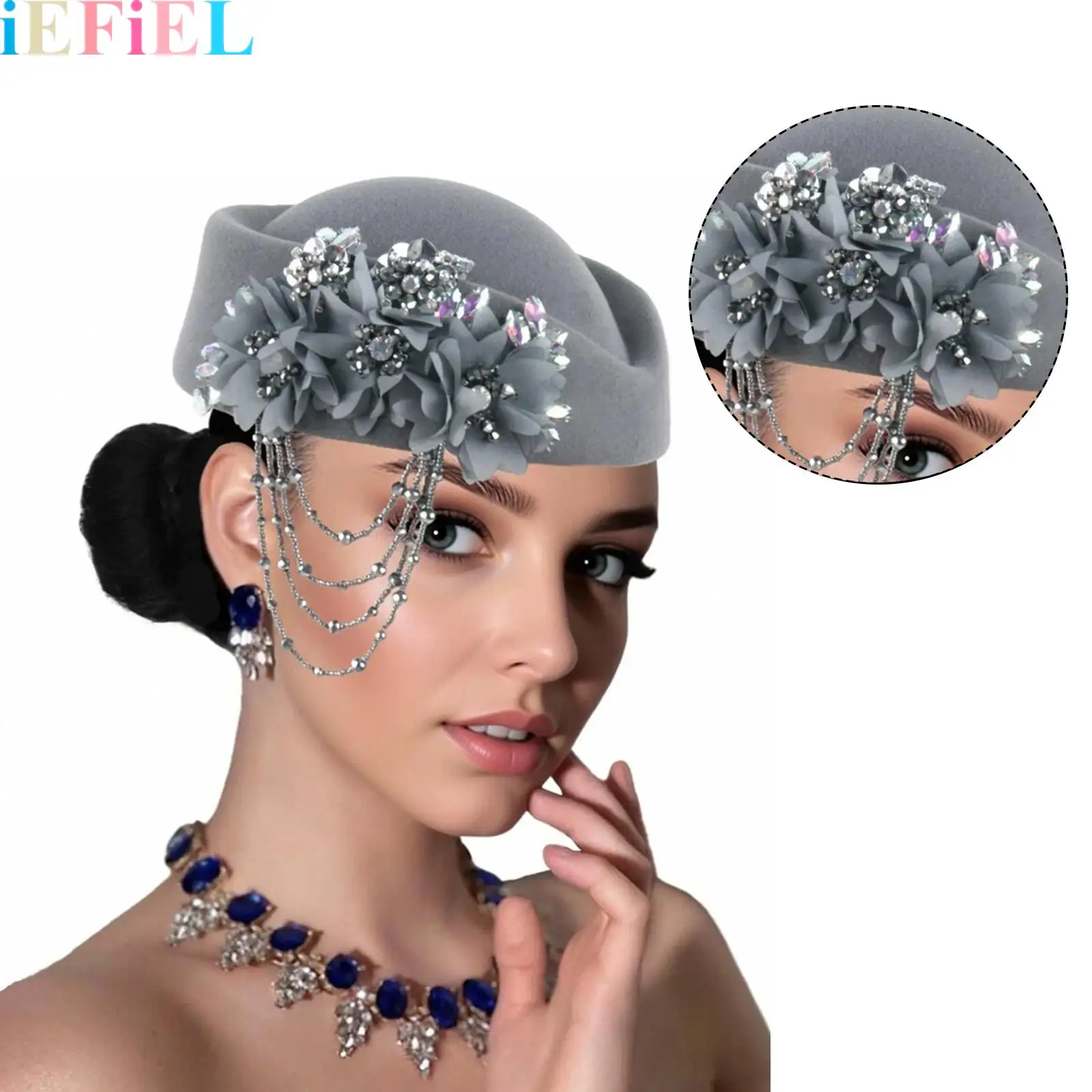1Pcs Retro Beret Hats for Women Felt Church Derby Headdress Rhinestone Floral Hat Suitable for Women Wedding Parties Events
1Pcs Retro Beret Hats for Women Felt Church Derby Headdress Rhinestone Floral Hat Suitable for Women Wedding Parties Events