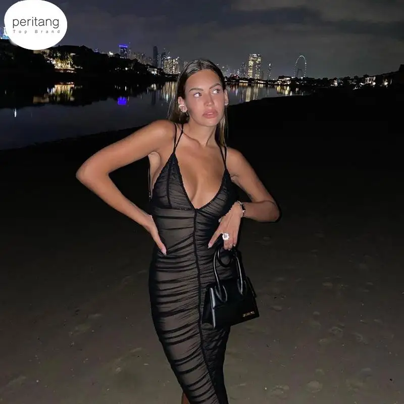 Sexy Mesh Pleated Long Prom Dresses For Women's Clothing Solid Color Beach Party Wear Midi Wrap Dress Street Outfit Female
Sexy Mesh Pleated Long Prom Dresses For Women's Clothing Solid Color Beach Party Wear Midi Wrap Dress Street Outfit Female