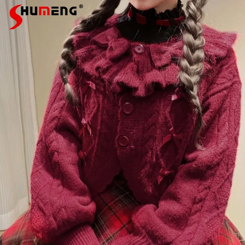 Bow Wool Soft Comfortable Versatile Slimming Lantern Sleeves Knitwear Rojita Coat Cardigan Solid Color Single-breasted Sweater
Bow Wool Soft Comfortable Versatile Slimming Lantern Sleeves Knitwear Rojita Coat Cardigan Solid Color Single-breasted Sweater