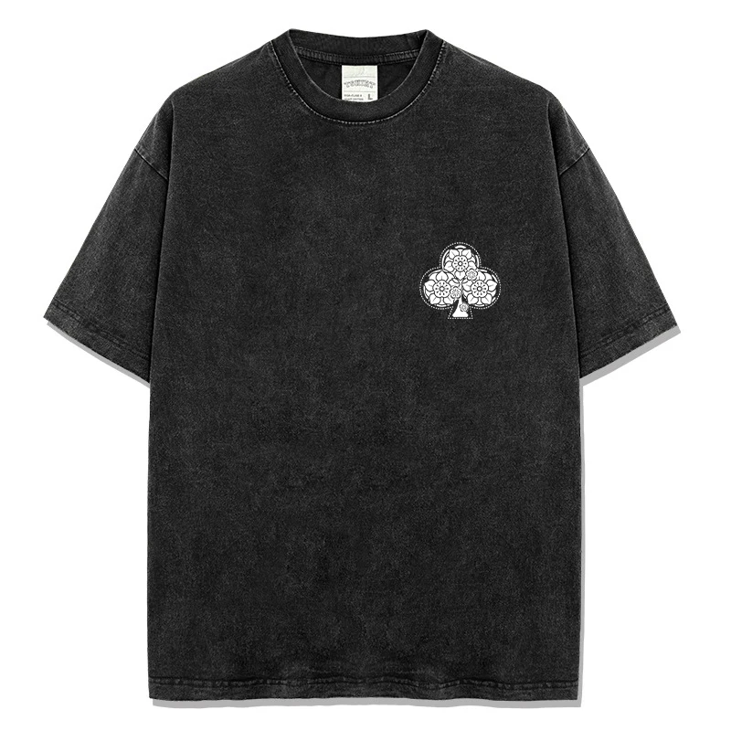Summer Men's Casual T-shirt Washed Color Spades Print Designer Short Sleeve T Shirts Pure Cotton Comfortable Male Tops
Summer Men's Casual T-shirt Washed Color Spades Print Designer Short Sleeve T Shirts Pure Cotton Comfortable Male Tops