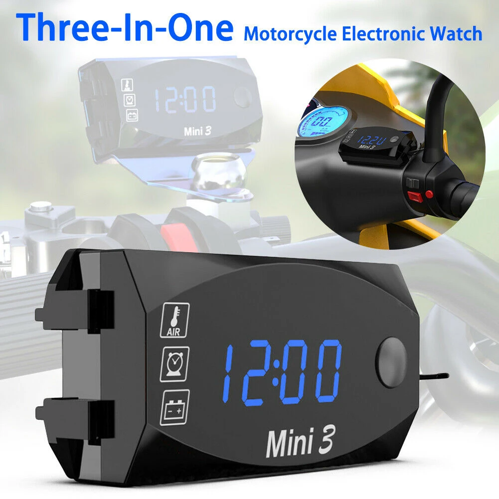 3-in-1 LED Motorcycle Clock Voltage Thermometer Voltmeter DC 6V-30V Waterproof Voltmeter Electronic Clock Thermometer
3-in-1 LED Motorcycle Clock Voltage Thermometer Voltmeter DC 6V-30V Waterproof Voltmeter Electronic Clock Thermometer