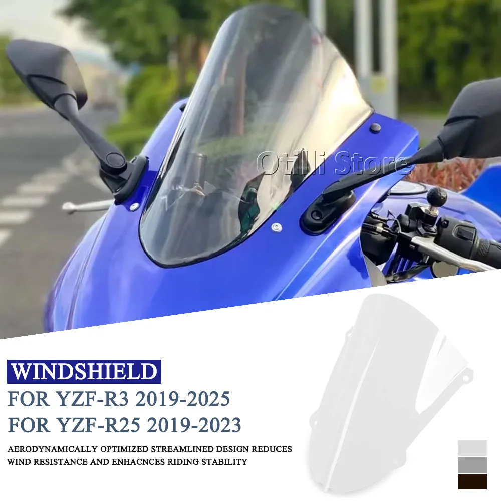 For YAMAHA YZF-R3 YZF R3 2019-2025 YZF-R25 R25 2019-2023 Motorcycle Windshield Bubble Windscreen 3 Colors Acrylic Wind Deflector
For YAMAHA YZF-R3 YZF R3 2019-2025 YZF-R25 R25 2019-2023 Motorcycle Windshield Bubble Windscreen 3 Colors Acrylic Wind Deflector