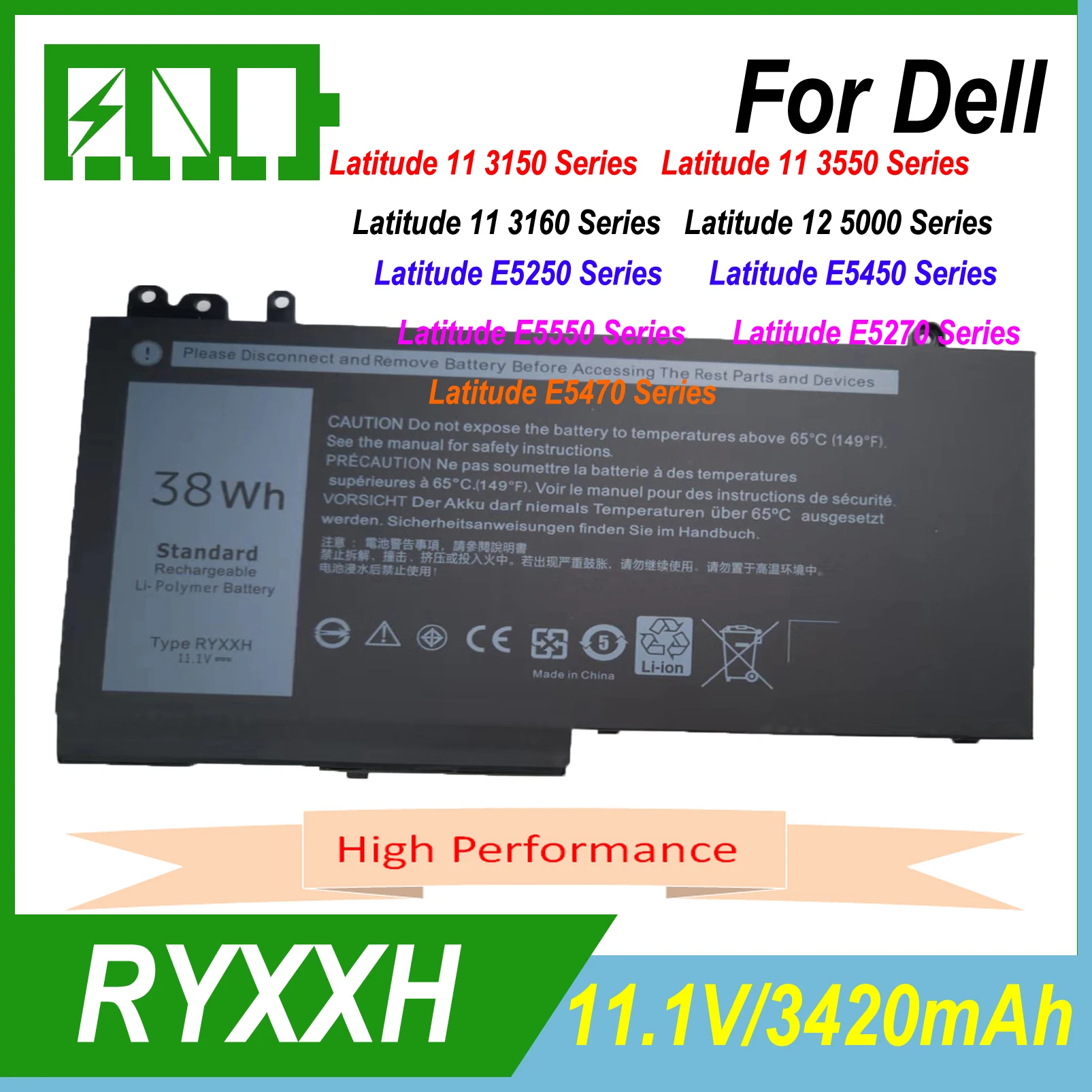 Замена аккумулятора ноутбука RYXXH для ноутбука Dell Latitude 5250 5450 5550 E5250 E5450 E5550 3150 3160 серии
Замена аккумулятора ноутбука RYXXH для ноутбука Dell Latitude 5250 5450 5550 E5250 E5450 E5550 3150 3160 серии