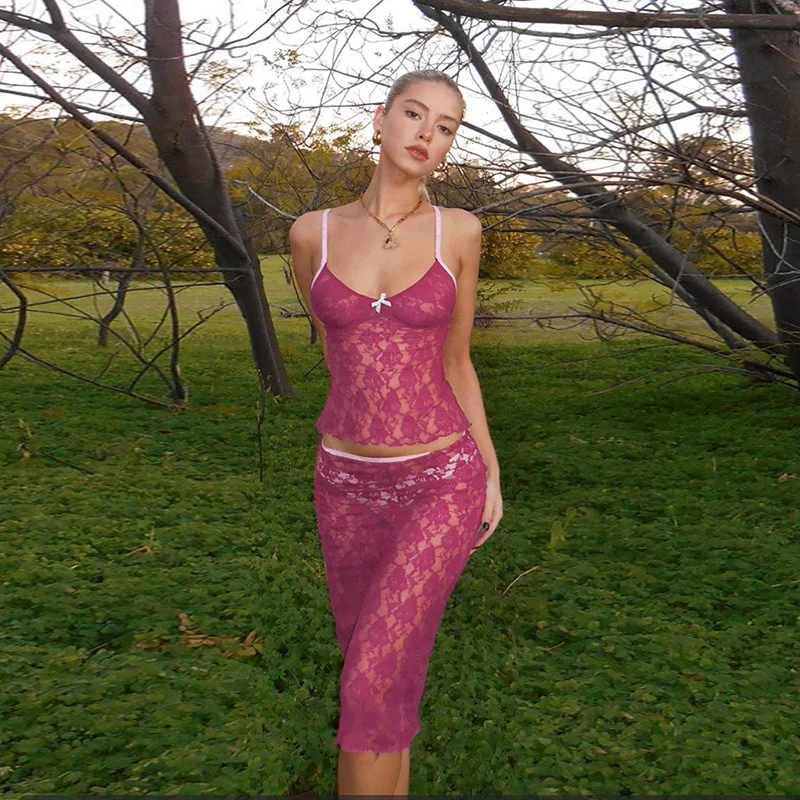 Pink 2 Piece Lace Women's Evening Dress+Top Strap Sleeveless Summer Party Gown Beach Holiday Skirt Casual Daily Streetwear Robes
Pink 2 Piece Lace Women's Evening Dress+Top Strap Sleeveless Summer Party Gown Beach Holiday Skirt Casual Daily Streetwear Robes