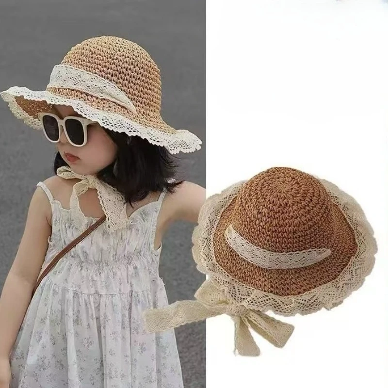 Летние детские соломенные шляпы-ведра, детская пляжная шляпа для отдыха, кружевные соломенные кепки, праздничная солнцезащитная шляпа для маленьких девочек 
Летние детские соломенные шляпы-ведра, детская пляжная шляпа для отдыха, кружевные соломенные кепки, праздничная солнцезащитная шляпа для маленьких девочек