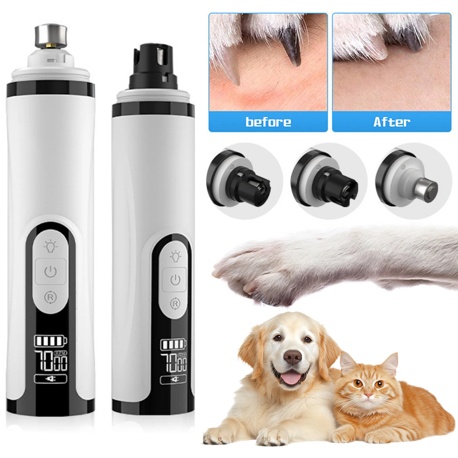 Electric Dog Nail Grinder with 2 LED Lights Pet Nail Trimmer Cat Nail Grinder Suitable for Small Middle Large Dogs and Cats
Electric Dog Nail Grinder with 2 LED Lights Pet Nail Trimmer Cat Nail Grinder Suitable for Small Middle Large Dogs and Cats