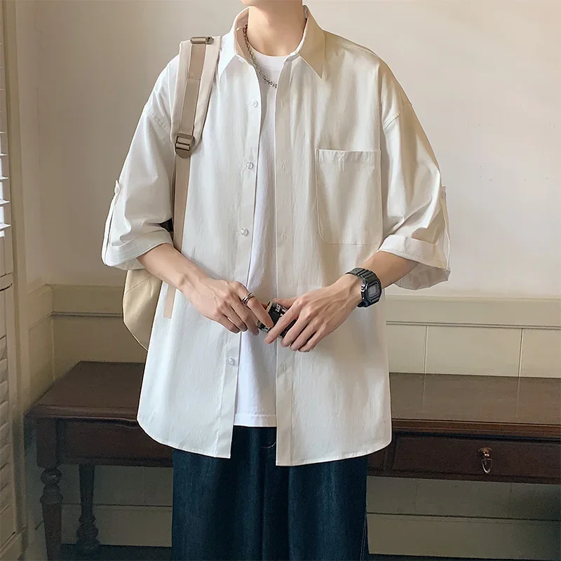 Spring/Summer Men's Shirt Japanese Solid Color Shirt Short Sleeve Men's Summer Half Sleeve Top Coat Trendy Hong Kong Style Shirt
Spring/Summer Men's Shirt Japanese Solid Color Shirt Short Sleeve Men's Summer Half Sleeve Top Coat Trendy Hong Kong Style Shirt