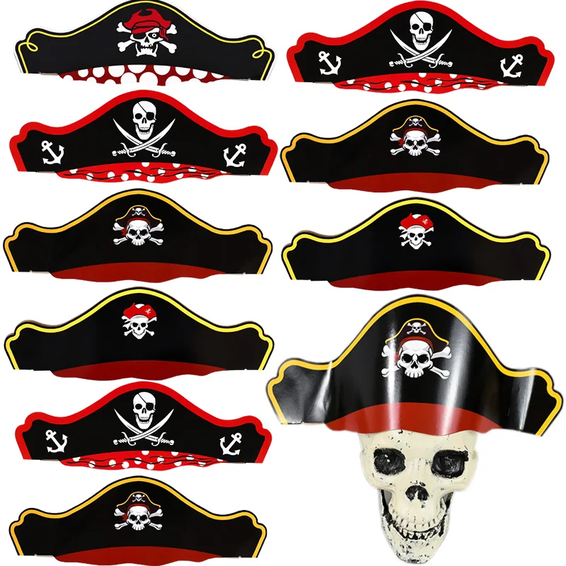 5pcs Pirate Captain Hat Skull Print Paper Pirate Hat Halloween Party Masquerade Cosplay Props Kids Birthday Party Decoration
5pcs Pirate Captain Hat Skull Print Paper Pirate Hat Halloween Party Masquerade Cosplay Props Kids Birthday Party Decoration