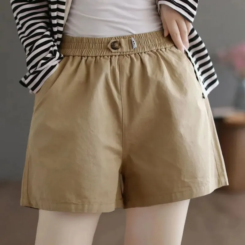 Women Elastic Waist Button Decor Casual Wide Leg Shorts Loose Thin Summer Daily Mom Short Pants
Women Elastic Waist Button Decor Casual Wide Leg Shorts Loose Thin Summer Daily Mom Short Pants