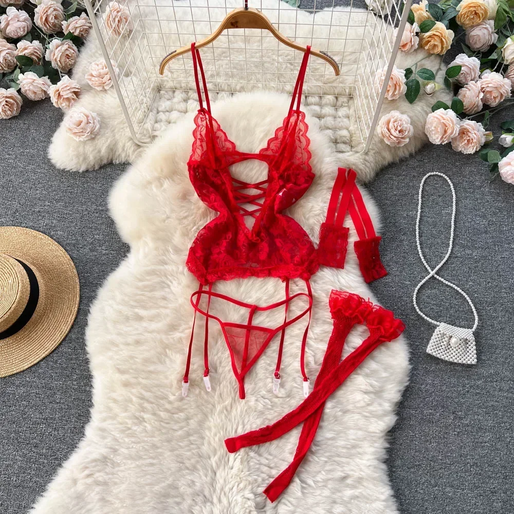 CHILLGIO Women Transparent Floral Lace Bra Brief Suit Fashion Tight Erotic Underwear 3 Piece Sexy Intimate Lingerie Stocking Set
CHILLGIO Women Transparent Floral Lace Bra Brief Suit Fashion Tight Erotic Underwear 3 Piece Sexy Intimate Lingerie Stocking Set