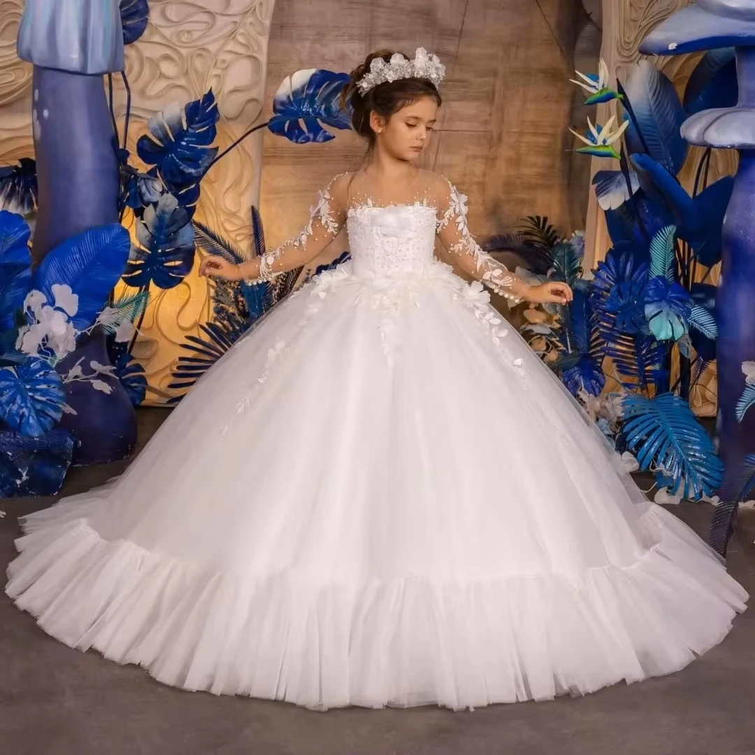 Customized Flower Girl Dresses White Tulle Flowers Embroidery Long Sleeve For Wedding Birthday Party Banquet Pageant Prom Gowns
Customized Flower Girl Dresses White Tulle Flowers Embroidery Long Sleeve For Wedding Birthday Party Banquet Pageant Prom Gowns