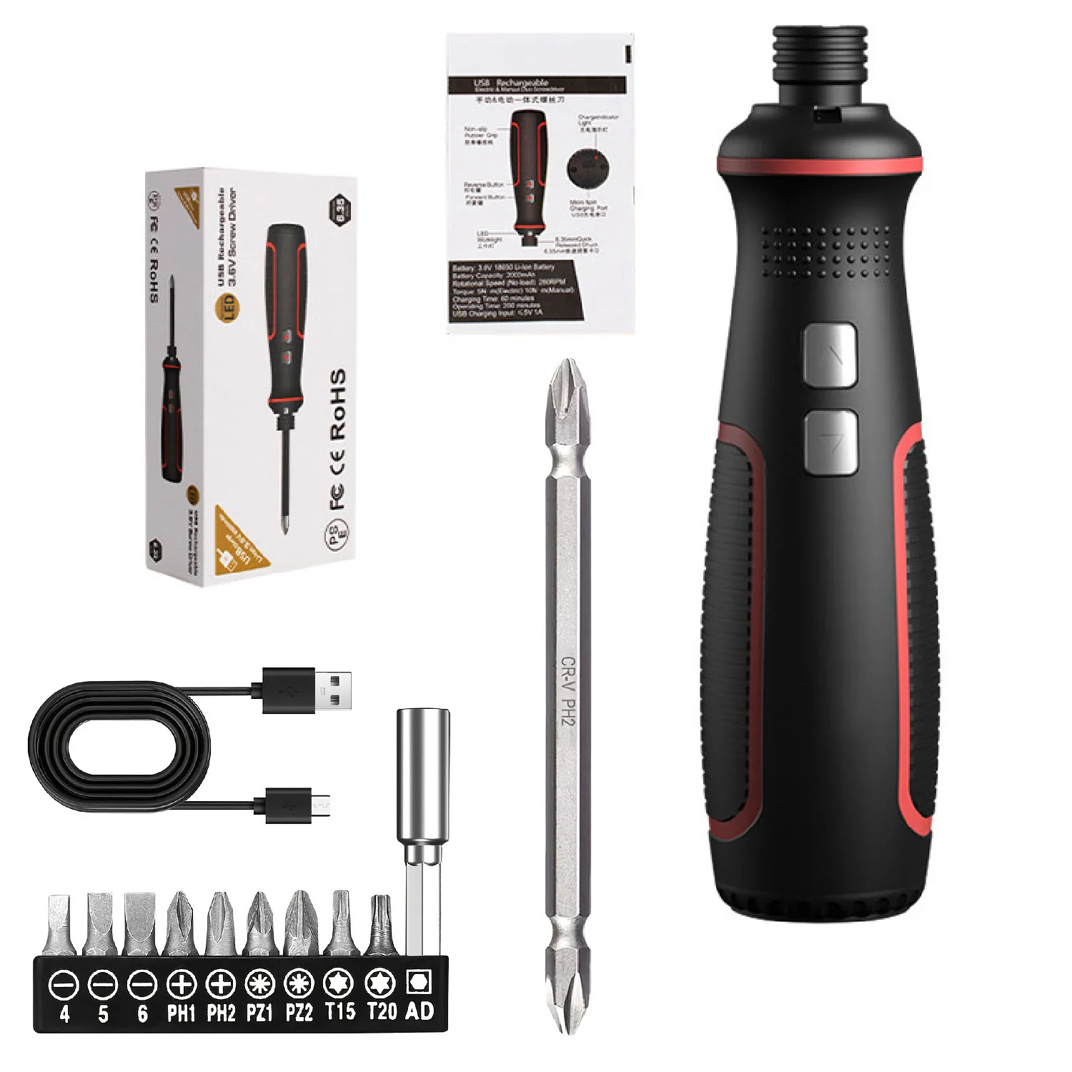 Rechargeable 3.6V electric screwdriver set with manual and automatic screwdriver and lithium battery technology
Rechargeable 3.6V electric screwdriver set with manual and automatic screwdriver and lithium battery technology