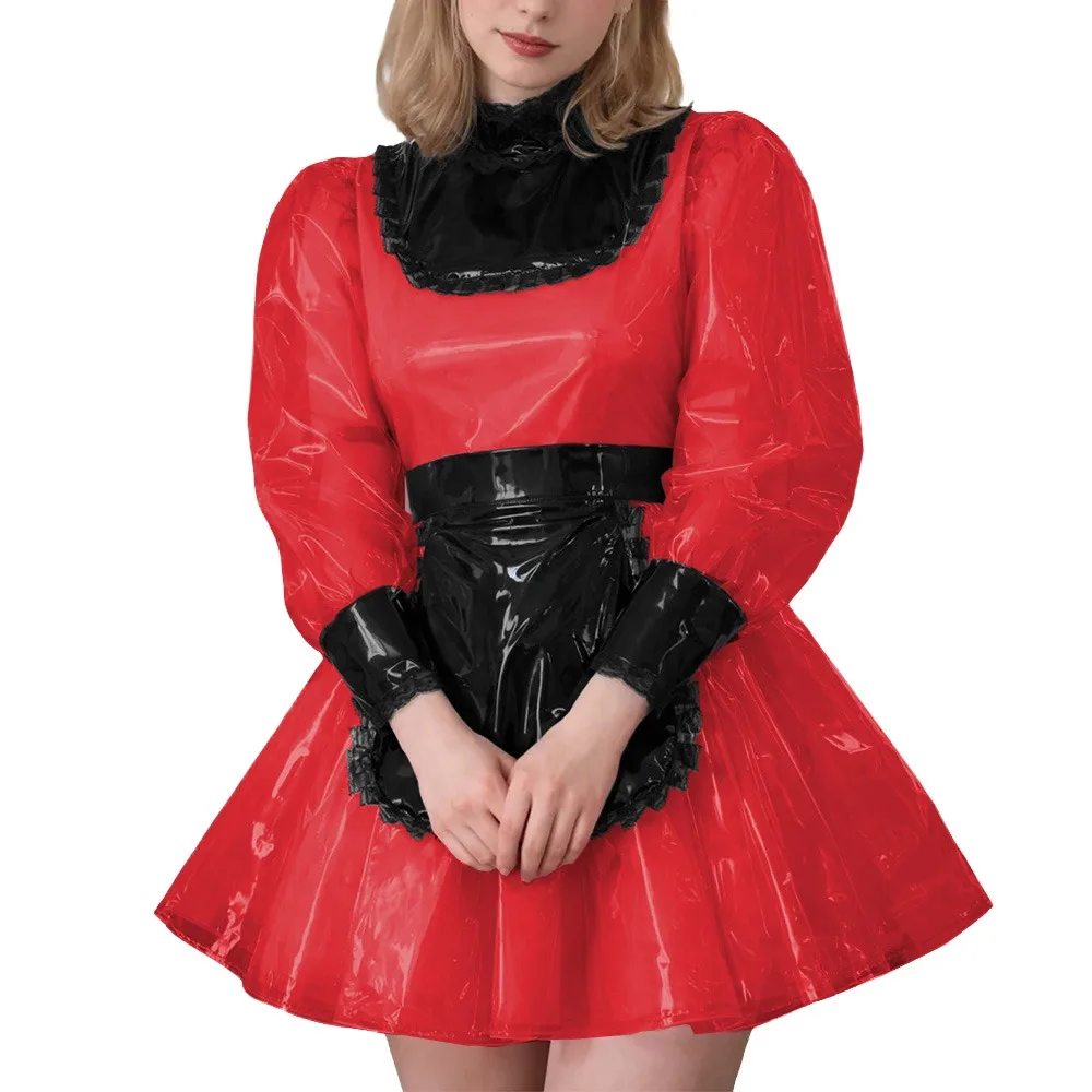 Lockable Sexy Cross Dressing Maid Uniforms Sissy Puff Long Sleeve Clear PVC Maid Dress Fetish Plastic Cosplay Role Play Costume
Lockable Sexy Cross Dressing Maid Uniforms Sissy Puff Long Sleeve Clear PVC Maid Dress Fetish Plastic Cosplay Role Play Costume