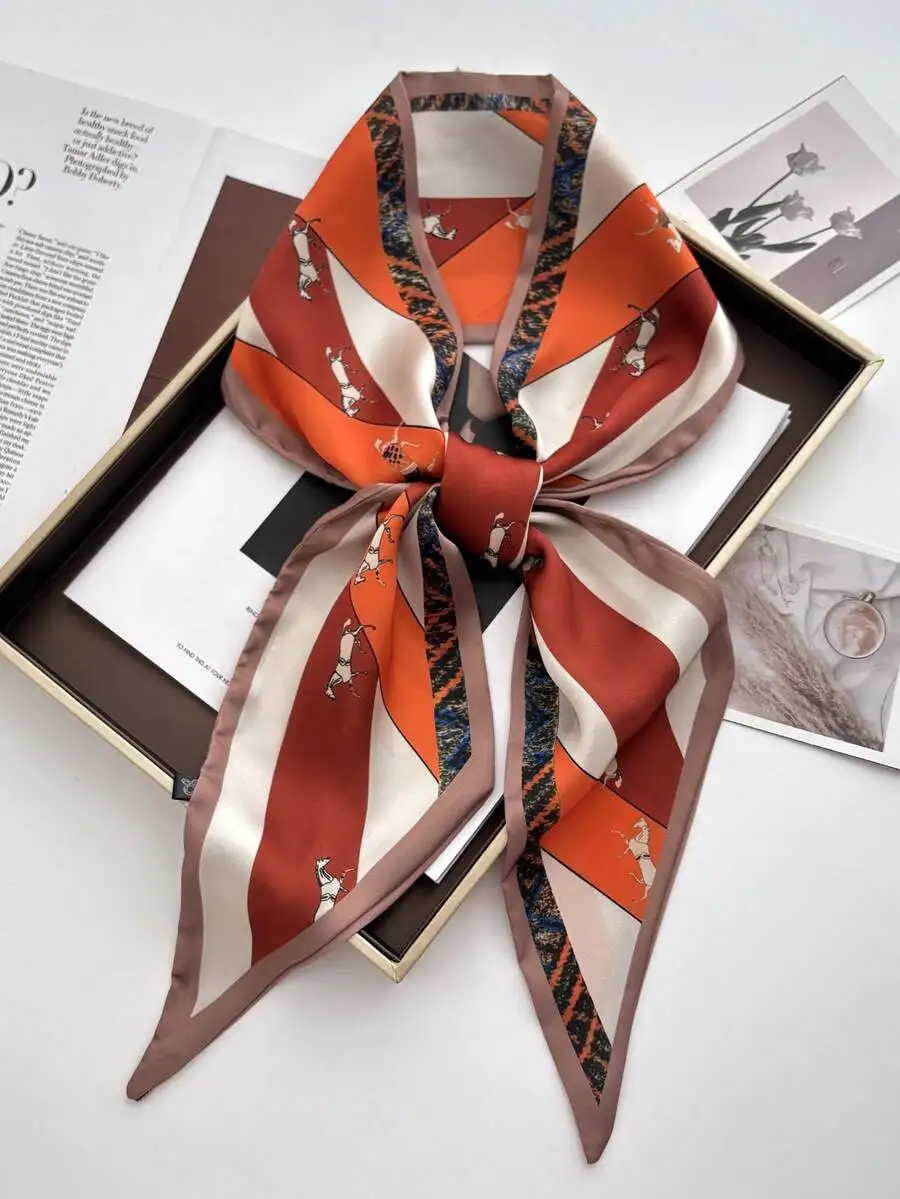 1pc Reversible Horse Chain Print Satin Scarf, Suitable For Dress, Shorts, Belt, Bag, Hat, Ribbon, Waistband,Beach,Holiday
1pc Reversible Horse Chain Print Satin Scarf, Suitable For Dress, Shorts, Belt, Bag, Hat, Ribbon, Waistband,Beach,Holiday