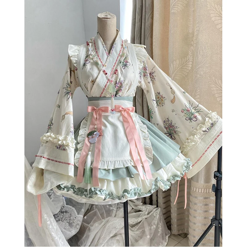 Green Chinese Style Lolita Skirt Large Sleeve Collar Swing Dress Pure Desire Style Kimono Women's Fashion Spring 2025
Green Chinese Style Lolita Skirt Large Sleeve Collar Swing Dress Pure Desire Style Kimono Women's Fashion Spring 2025