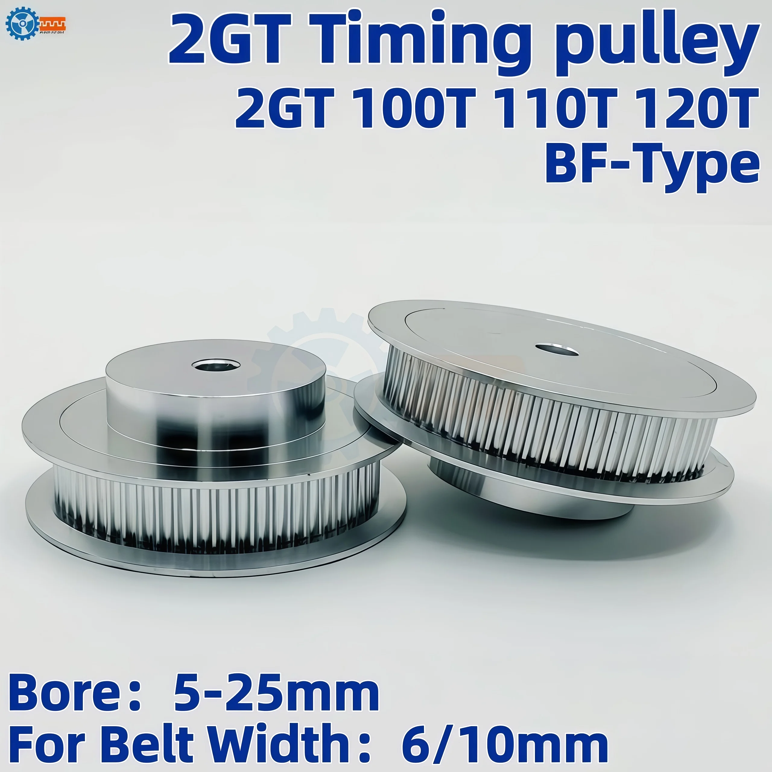 2GT Timing Pulley BF-Type 100T 110T 120T Bore 5-25mm for Belt Width 6/10mm Synchronous Pulley for 3D Printer CNC
2GT Timing Pulley BF-Type 100T 110T 120T Bore 5-25mm for Belt Width 6/10mm Synchronous Pulley for 3D Printer CNC