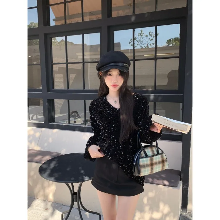 Off Women's V-ne Bright Leather Sweater Loose Fit Outerwear Spring Faion Slimming Effect Daily Wear Non-branded Knitwear
Off Women's V-ne Bright Leather Sweater Loose Fit Outerwear Spring Faion Slimming Effect Daily Wear Non-branded Knitwear