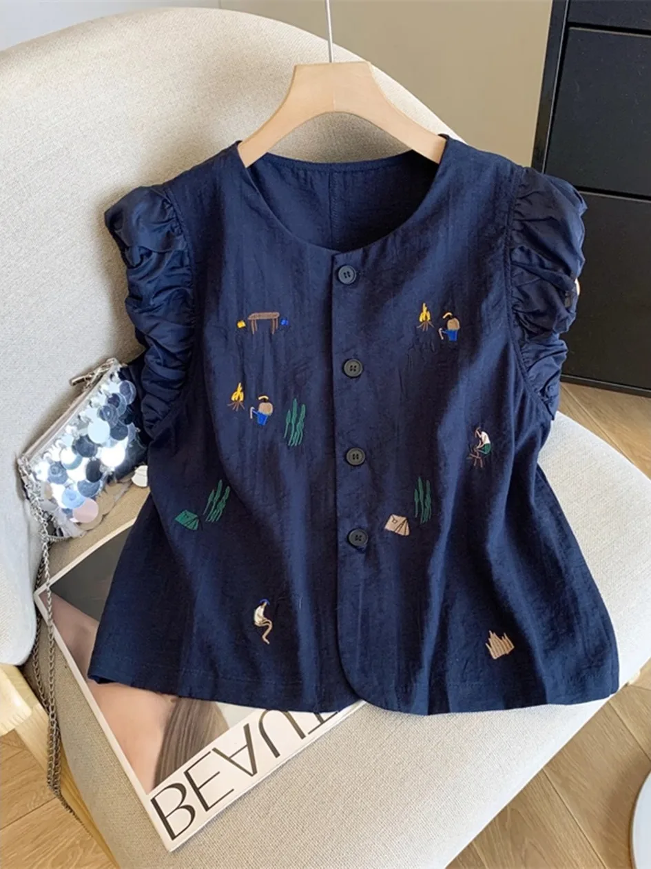 High-End Women's Cotton Linen Bubble Svel Top ort Outerwear Korean Sle Loose Fit round Ne Print Casual irt
High-End Women's Cotton Linen Bubble Svel Top ort Outerwear Korean Sle Loose Fit round Ne Print Casual irt