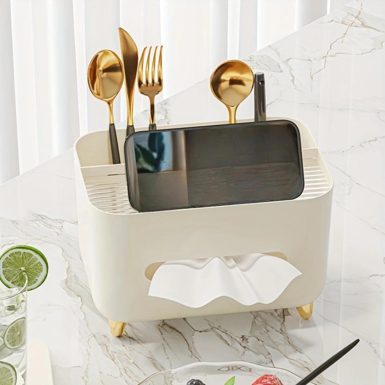 Multifunctional Luxury Tissue Box, Elegant Gold Accent Organizer for Living Room Decor
Multifunctional Luxury Tissue Box, Elegant Gold Accent Organizer for Living Room Decor