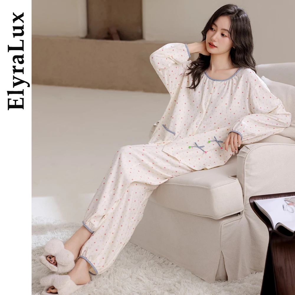 ElyraLux женский пижамный комплект с длинными рукавами, одежда для сна на пуговицах, мягкая домашняя одежда в горошек, удобная домашняя одежда, осень-зима
ElyraLux женский пижамный комплект с длинными рукавами, одежда для сна на пуговицах, мягкая домашняя одежда в горошек, удобная домашняя одежда, осень-зима