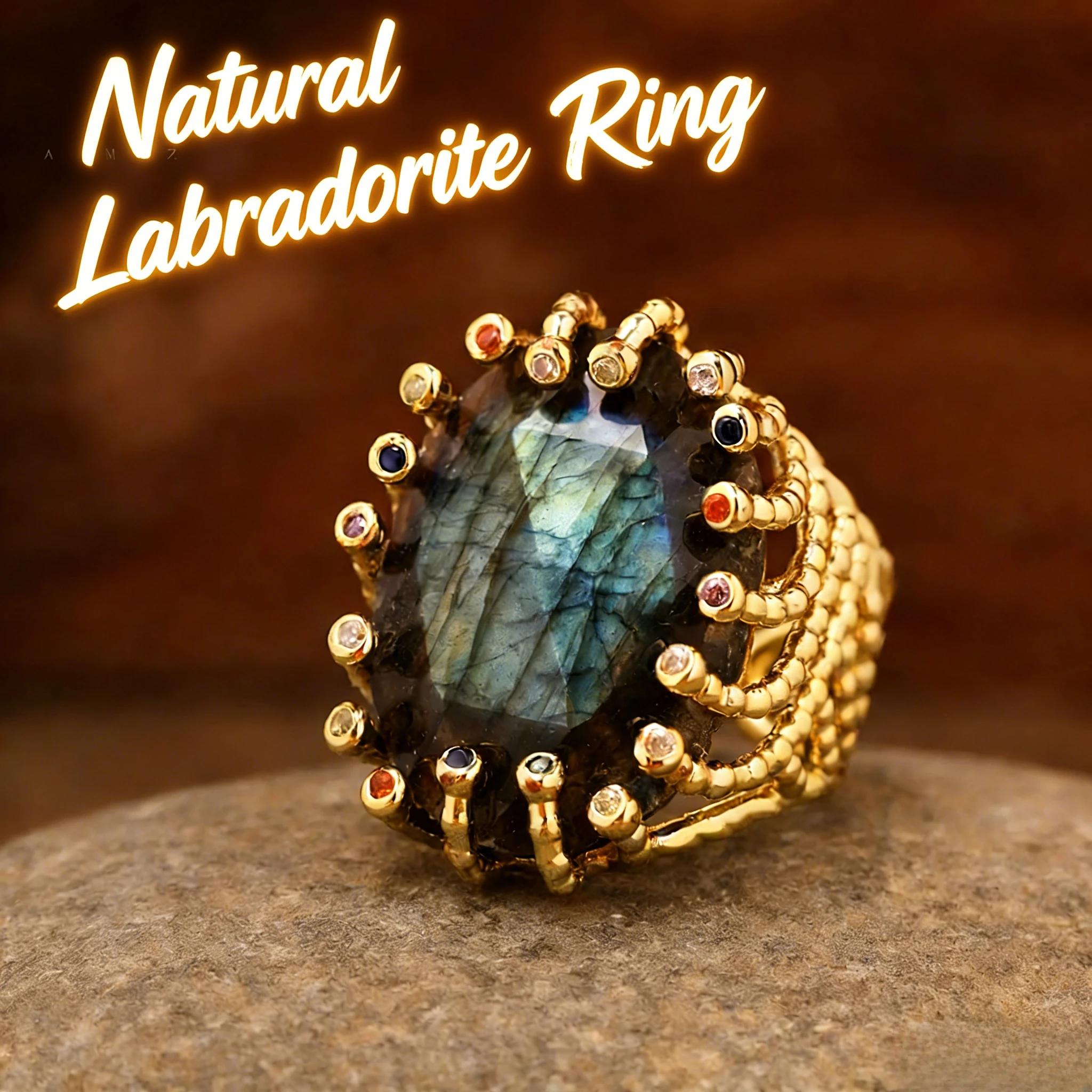 Luxury Vintage Gemstone Ring 18K Gold-Plated Women's Ring Natural Crystal Labradorite Rings daily Wear Jewelry Gift Jewels
Luxury Vintage Gemstone Ring 18K Gold-Plated Women's Ring Natural Crystal Labradorite Rings daily Wear Jewelry Gift Jewels