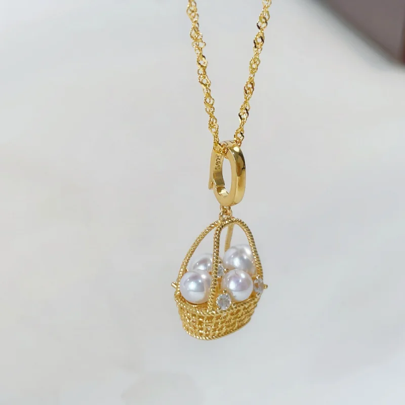 S925 Sterling Silver Wealth Basket Woven Pendant Freshwater Pearl Inlaid Round Bead Necklace
S925 Sterling Silver Wealth Basket Woven Pendant Freshwater Pearl Inlaid Round Bead Necklace
