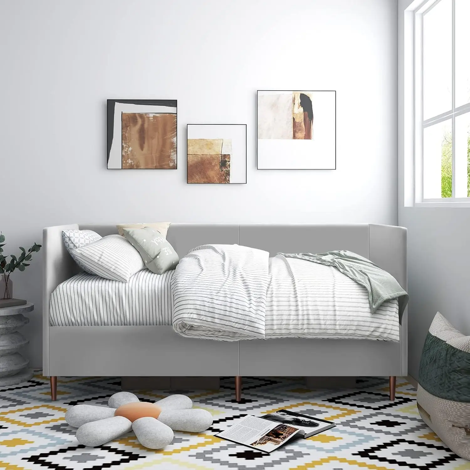 Upholstered Twin Daybed Frame Wooden Slat Support Guest Living Room Bedroom Grey, Customized
Upholstered Twin Daybed Frame Wooden Slat Support Guest Living Room Bedroom Grey, Customized