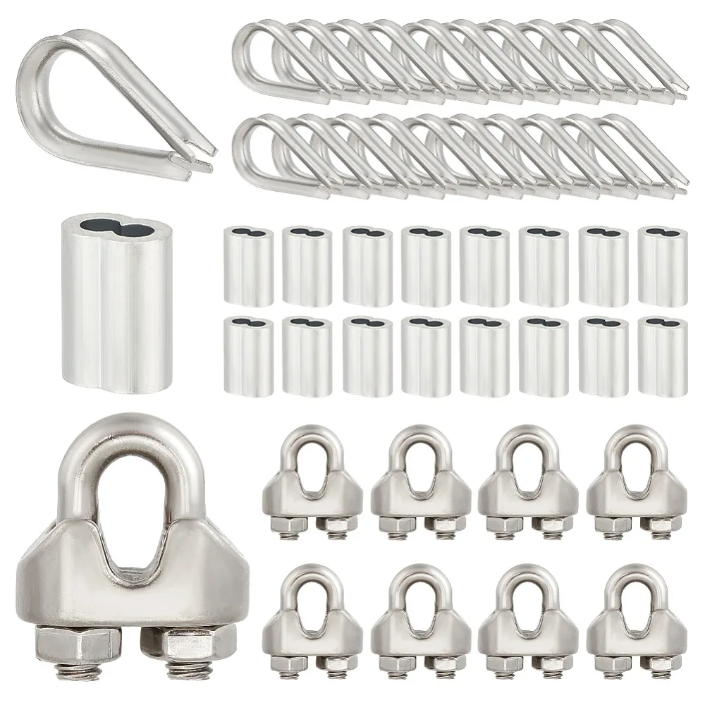 75Pcs 3 Style 304 Stainless Steel Aluminum Wire Rope Cable Clip Clamp Wire Rope Thimbles Slide Charms/Slider Beads
75Pcs 3 Style 304 Stainless Steel Aluminum Wire Rope Cable Clip Clamp Wire Rope Thimbles Slide Charms/Slider Beads
