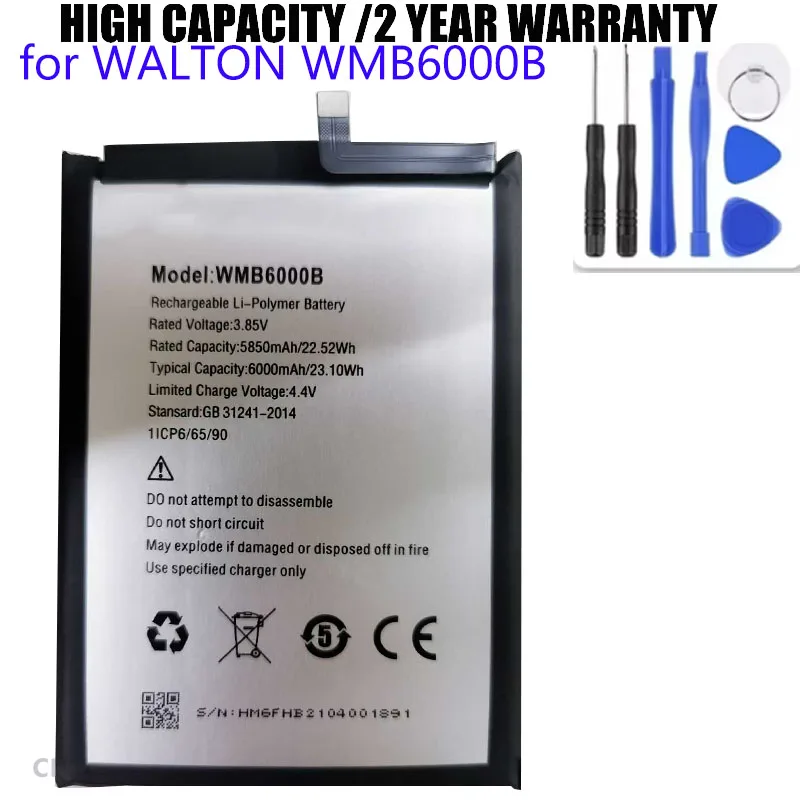 New 3.85V 6000mAh for WALTON WMB6000B Mobile Phone Battery Batteries + Tools
New 3.85V 6000mAh for WALTON WMB6000B Mobile Phone Battery Batteries + Tools