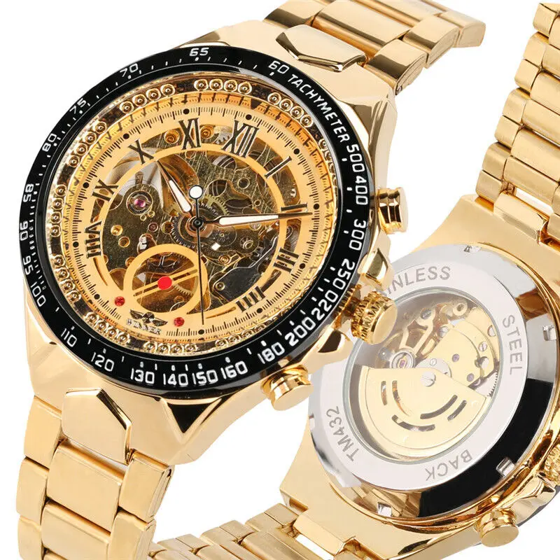 Winner Men's Automatic Self Wind Watch Skeleton Wristwatch Golden Stainless Steel Strap Watches
Winner Men's Automatic Self Wind Watch Skeleton Wristwatch Golden Stainless Steel Strap Watches