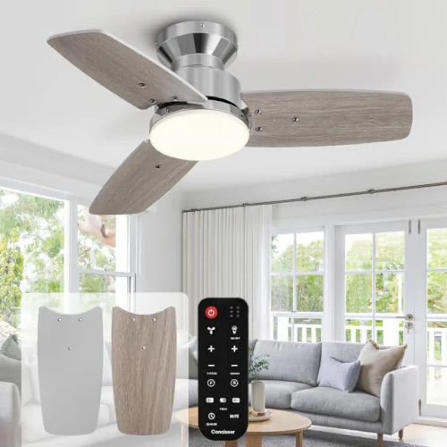 42 Inch Ceiling Fans with Lights and Remote, Bedroom Living Room Office, Flush Mount, 6CCT Dimmable, Dual Color 3 Blades 6 Spee
42 Inch Ceiling Fans with Lights and Remote, Bedroom Living Room Office, Flush Mount, 6CCT Dimmable, Dual Color 3 Blades 6 Spee
