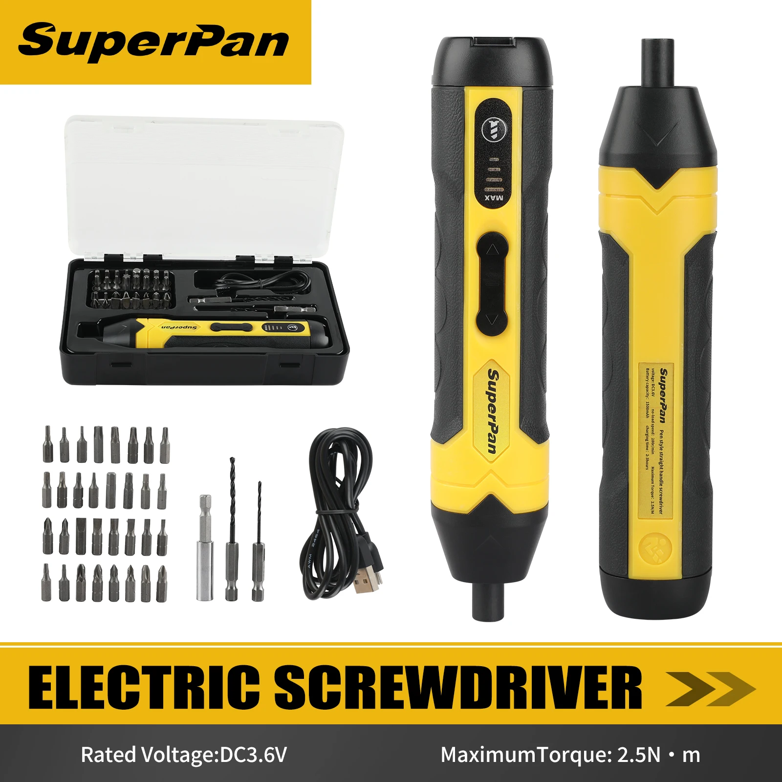 Mini Cordless Electric Screwdriver 1500mah Rechargeable Adjustment Power Drill Multi-function Disassembly Torque Repair Tools
Mini Cordless Electric Screwdriver 1500mah Rechargeable Adjustment Power Drill Multi-function Disassembly Torque Repair Tools