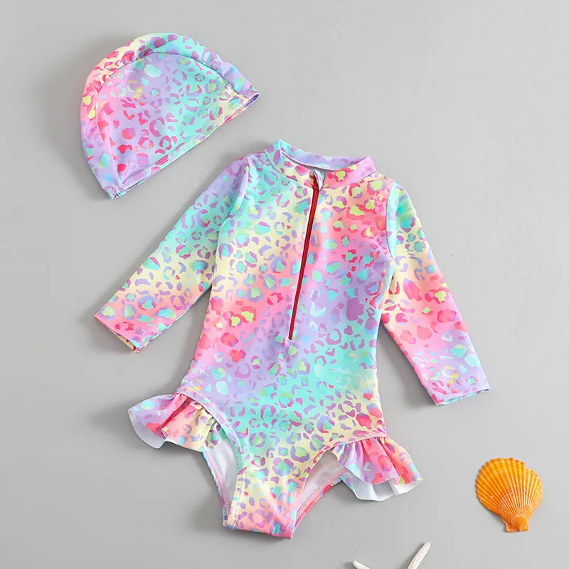 1-6Y Toddler Girls One Piece Swimsuit Long Sleeve Rash Guard UV Protection Kids Swimwear Bathing Suit with Ruffle Hem + Swim Cap
1-6Y Toddler Girls One Piece Swimsuit Long Sleeve Rash Guard UV Protection Kids Swimwear Bathing Suit with Ruffle Hem + Swim Cap