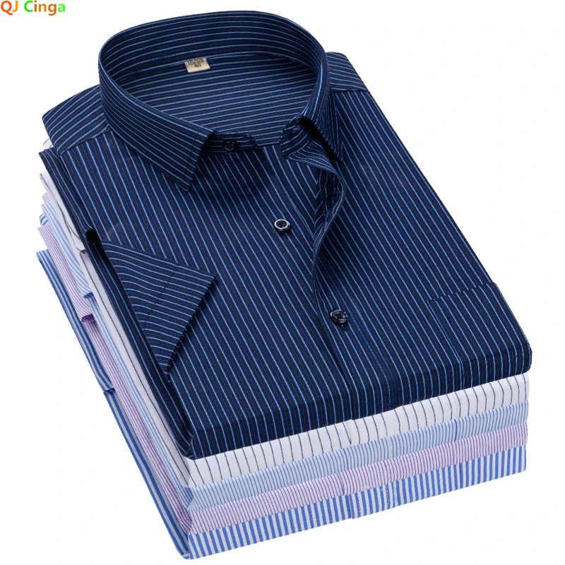 Summer Vertical Striped Short-sleeved Cotton Shirt Men's Single-breasted Square Collar Shirts with A Pocket on The Left Chest
Summer Vertical Striped Short-sleeved Cotton Shirt Men's Single-breasted Square Collar Shirts with A Pocket on The Left Chest