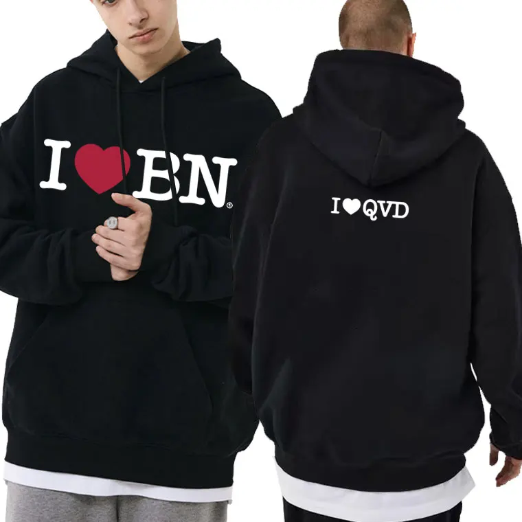 Rapper Quevedo I LOVE BN Hoodie Men Women Clothing Hip Hop Fashion Vintage Pullover Men's Casual Oversized Hoodies Streetwear
Rapper Quevedo I LOVE BN Hoodie Men Women Clothing Hip Hop Fashion Vintage Pullover Men's Casual Oversized Hoodies Streetwear