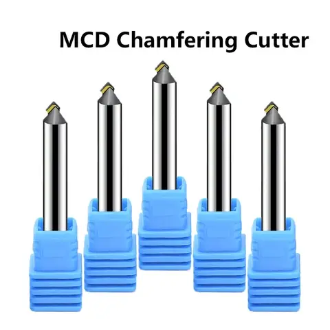 MCD Diamond Milling Cutter 90 Degrees Chamfer End Mill 1mm-12mm Engraving Bit for Cutting Copper Aluminum Acrylic PVC