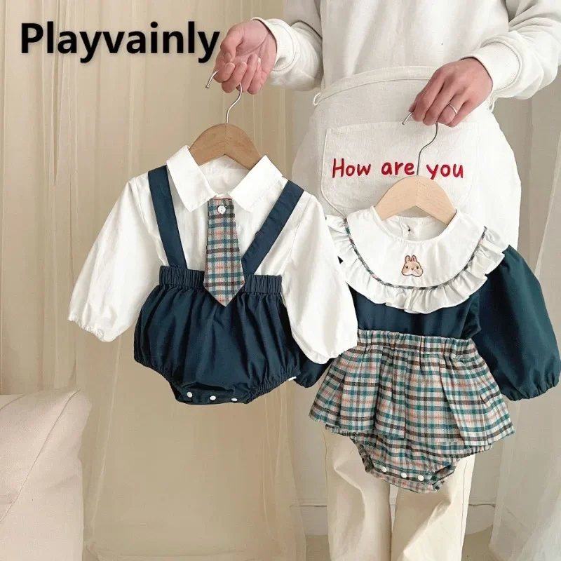 Preppy Style Autumn Baby Girls and Boys 2-piece Set Cute Rabbit Long Sleeve Shirts+Plaid/Strap Bodysuit Toddler Clothes A24109
Preppy Style Autumn Baby Girls and Boys 2-piece Set Cute Rabbit Long Sleeve Shirts+Plaid/Strap Bodysuit Toddler Clothes A24109